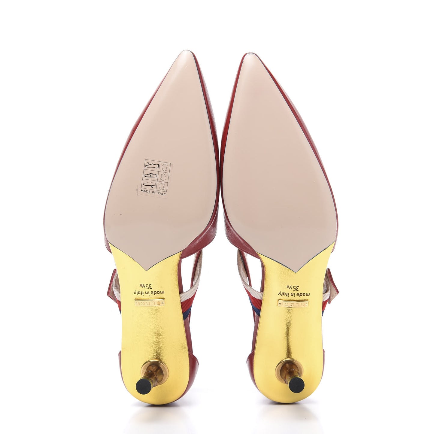 Malaga Kid Grosgrain Sylvie Web Bamboo Low Heel Pumps 35.5 Red