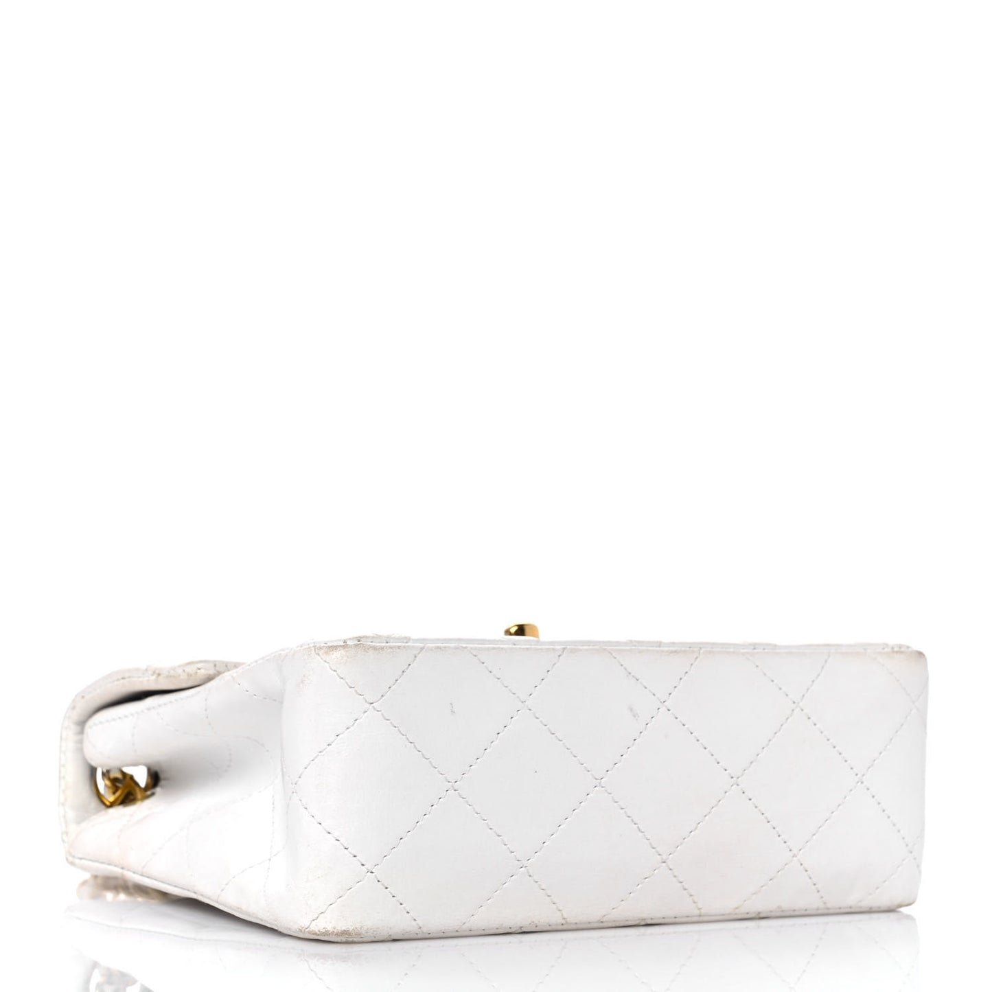 Lambskin Quilted Mini Square Flap White