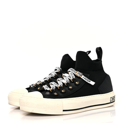 Christian Dior Technical Knit Calfskin Womens Walk'N'Dior High Top Sneakers 35.5 Black 4 of 8