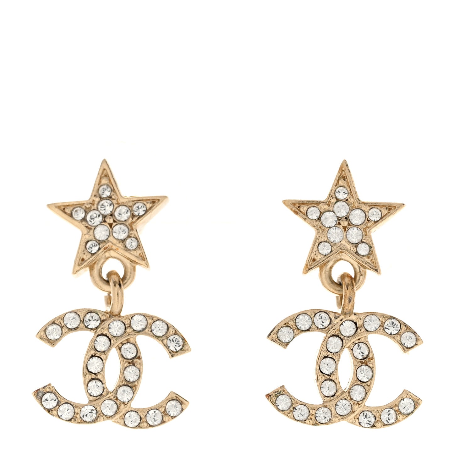Crystal CC Star Drop Earrings Gold