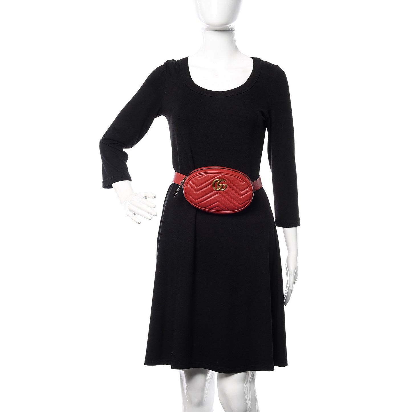 Calfskin Matelasse GG Marmont Belt Bag 85 34 Hibiscus Red