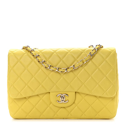 Chanel Lambskin Quilted Jumbo Single Flap Yellow 1 of 9