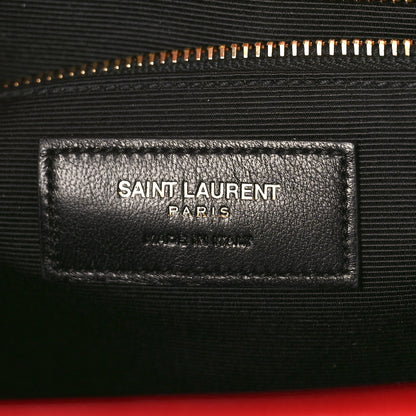 Saint Laurent Grain De Poudre Matelasse Chevron Large Monogram Satchel Lipstick Red 6 of 9