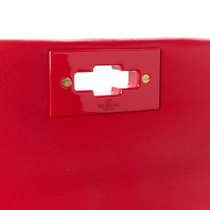 Valentino Garavani Nappa Enamel Monochrome Medium Roman Stud Shoulder Bag Rouge Pur 6 of 11