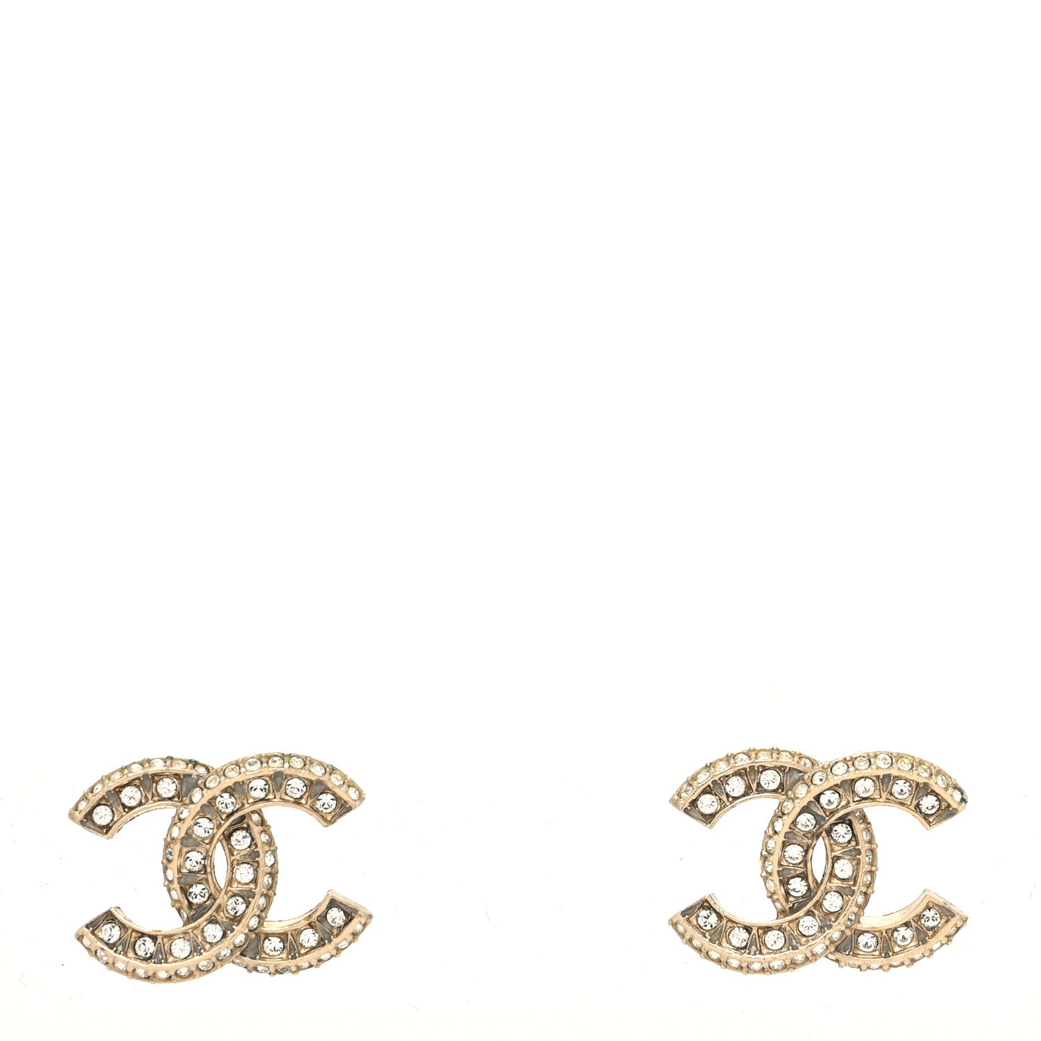 Chanel Crystal Timeless CC Earrings Light Gold 1 of 4