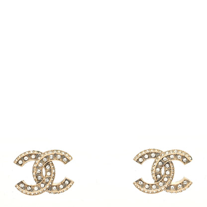 Chanel Crystal Timeless CC Earrings Light Gold 1 of 4
