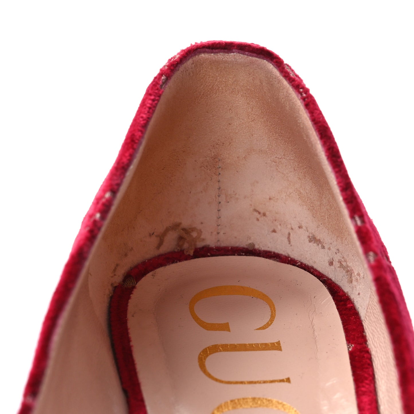 Velvet GG Monogram Sylvie Web Chain Mid Heel Loafers 40 Red Cipria