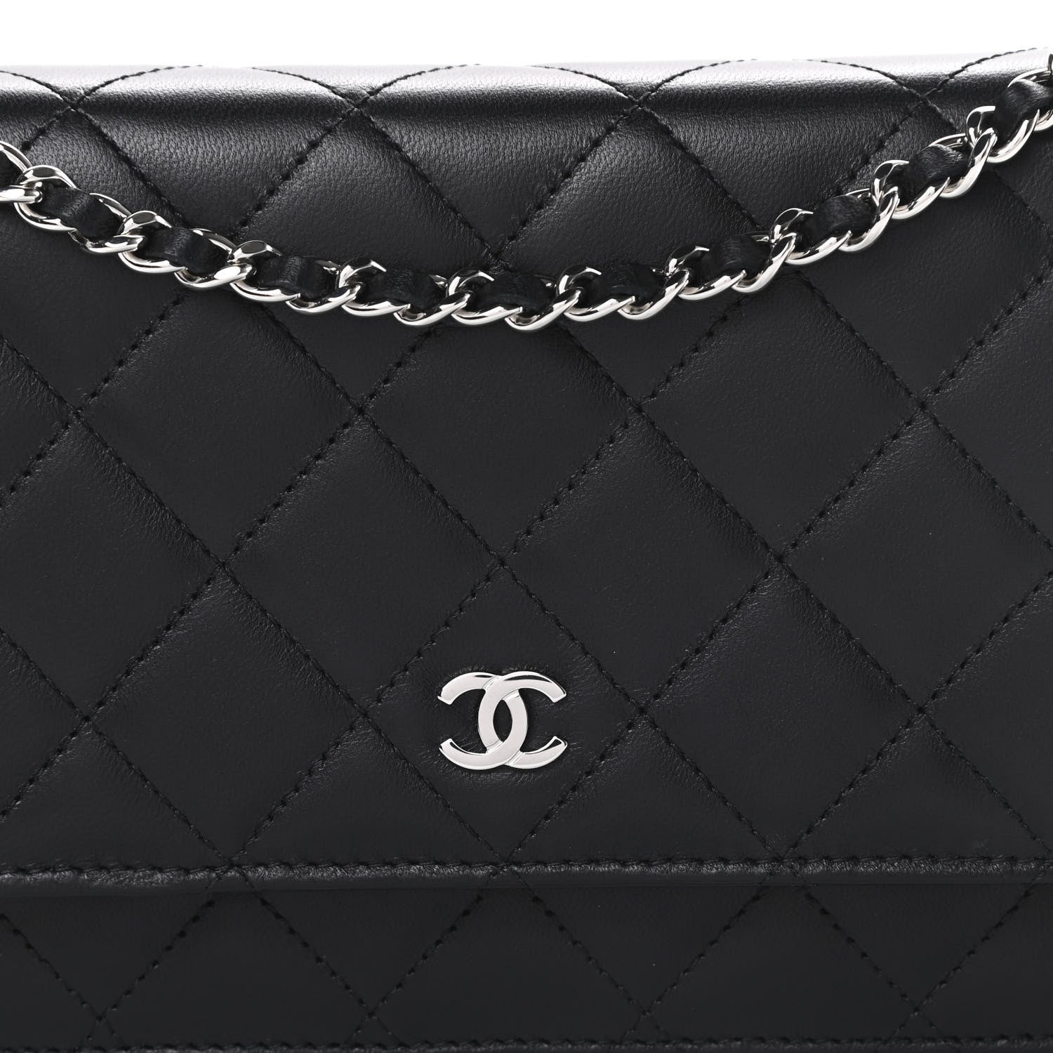 Chanel Lambskin Quilted Wallet On Chain WOC Black 9 of 12