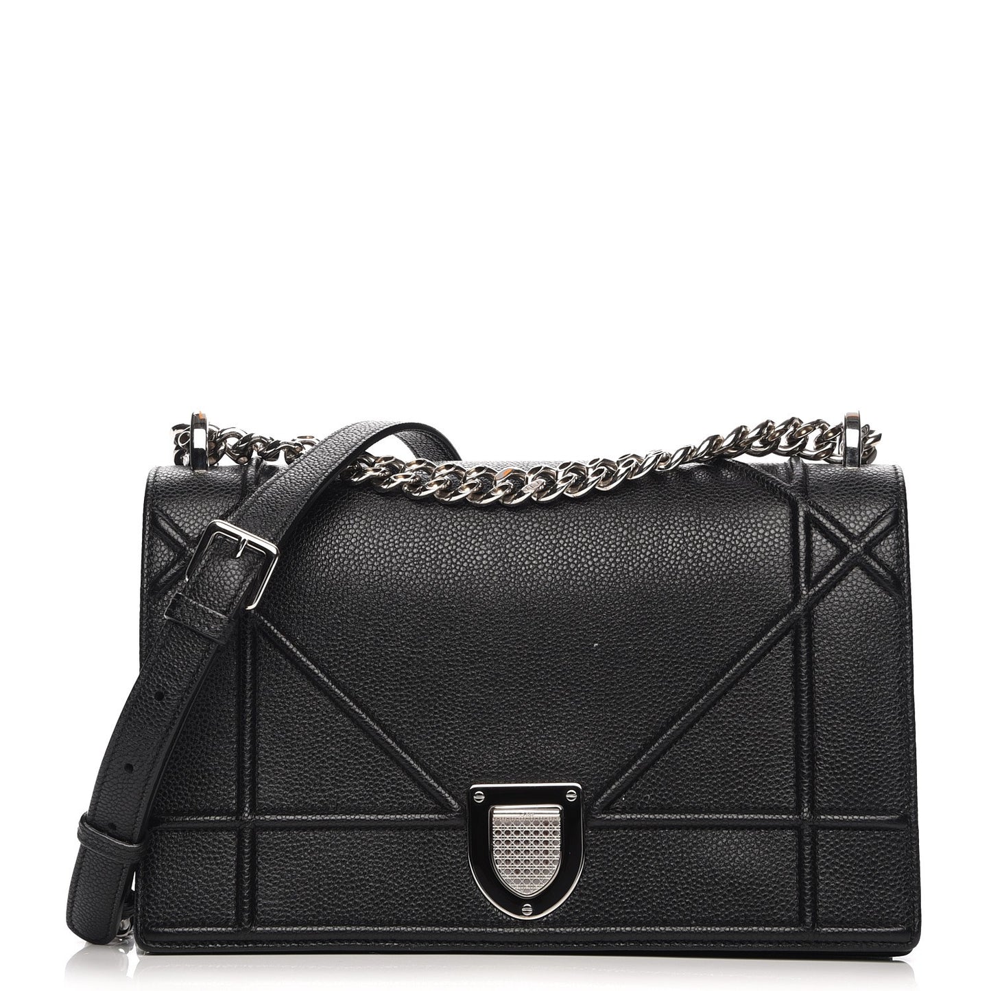 Grained Calfskin Medium Diorama Flap Bag Black
