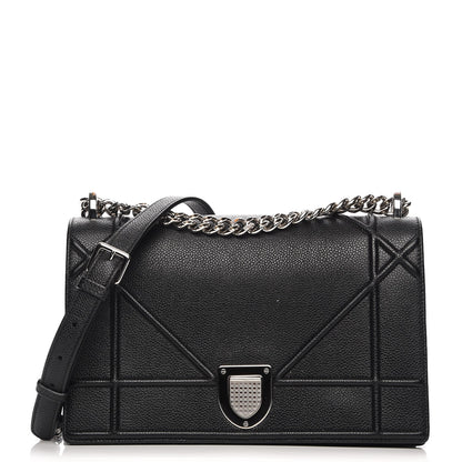 Christian Dior Grained Calfskin Medium Diorama Flap Bag Black 1 of 12