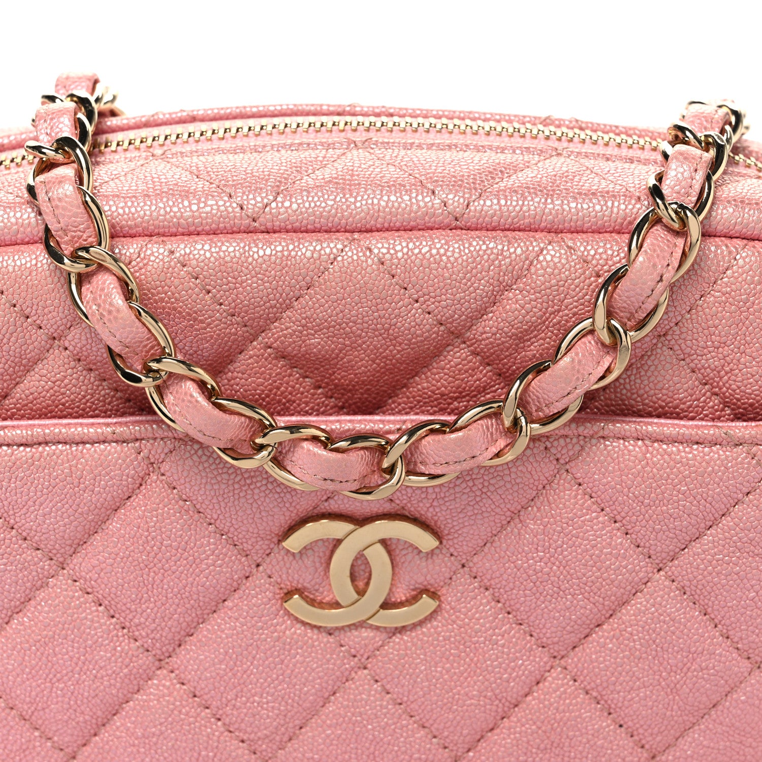 Chanel Iridescent Caviar Quilted Small Timeless Camera Case Pink