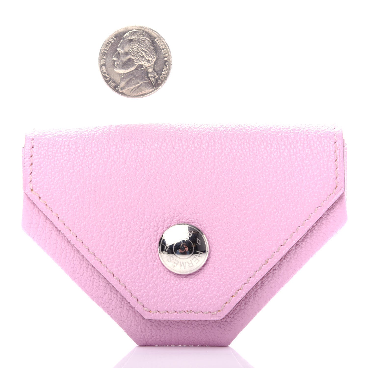 Hermes Chevre Mysore Le 24 Coin Purse Mauve Sylvestre Jaune De Naples 2 of 6