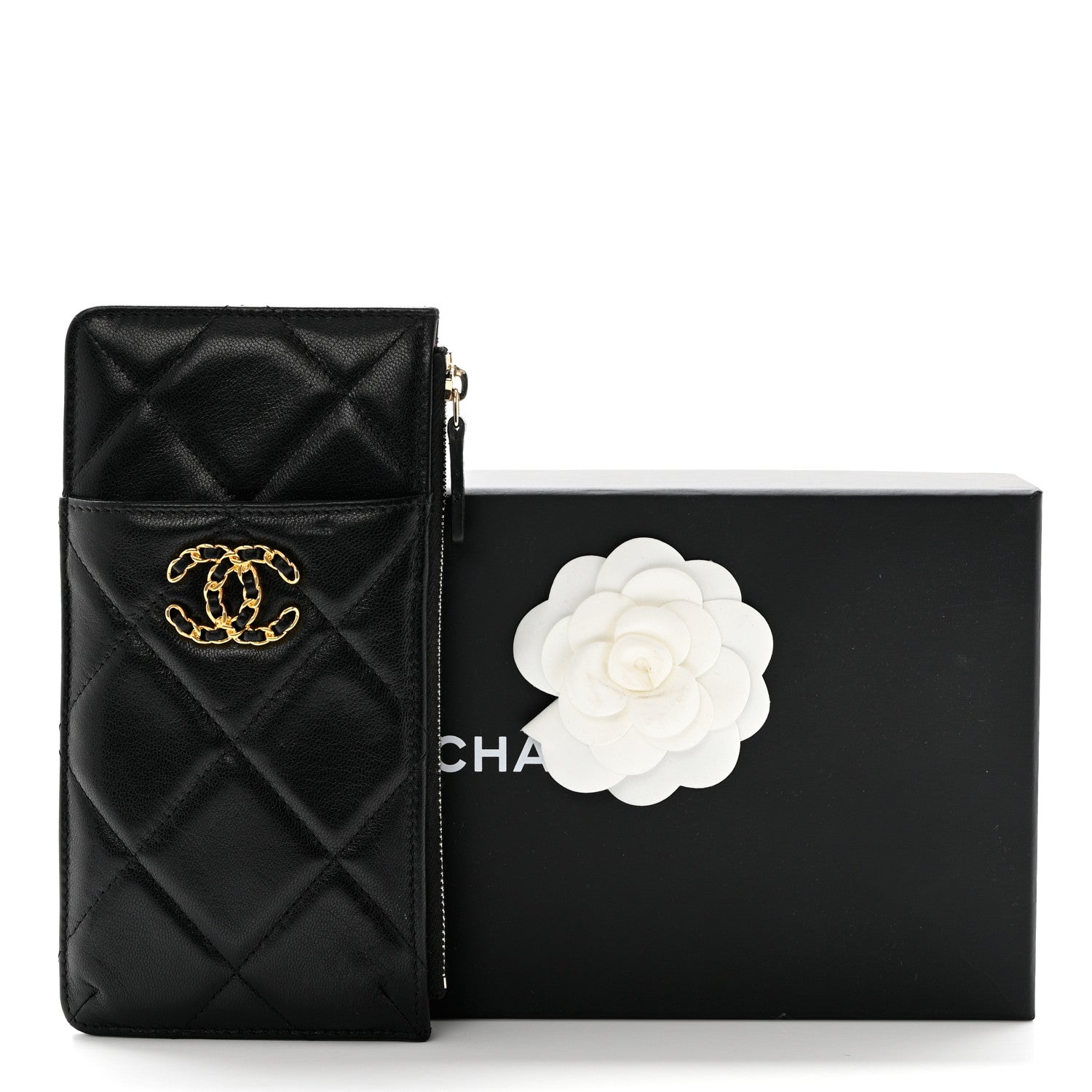 Chanel Lambskin Quilted Chanel 19 Phone and Card Holder Black 9 of 9