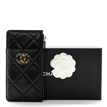 Chanel Lambskin Quilted Chanel 19 Phone and Card Holder Black 9 of 9