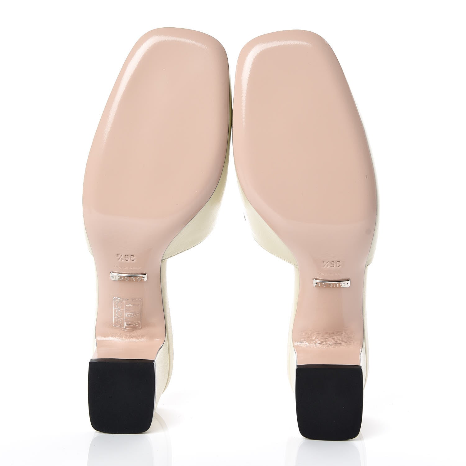 Gucci Malaga Kid Crystal Square G Madelyn Mules 36.5 Vintage White 5 of 8
