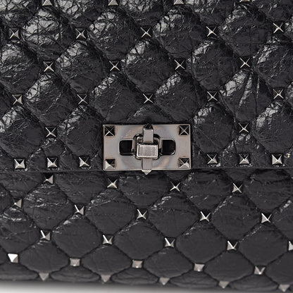 Valentino Garavani Craquele Nappa Large Rockstud Spike Shoulder Bag Black 8 of 10