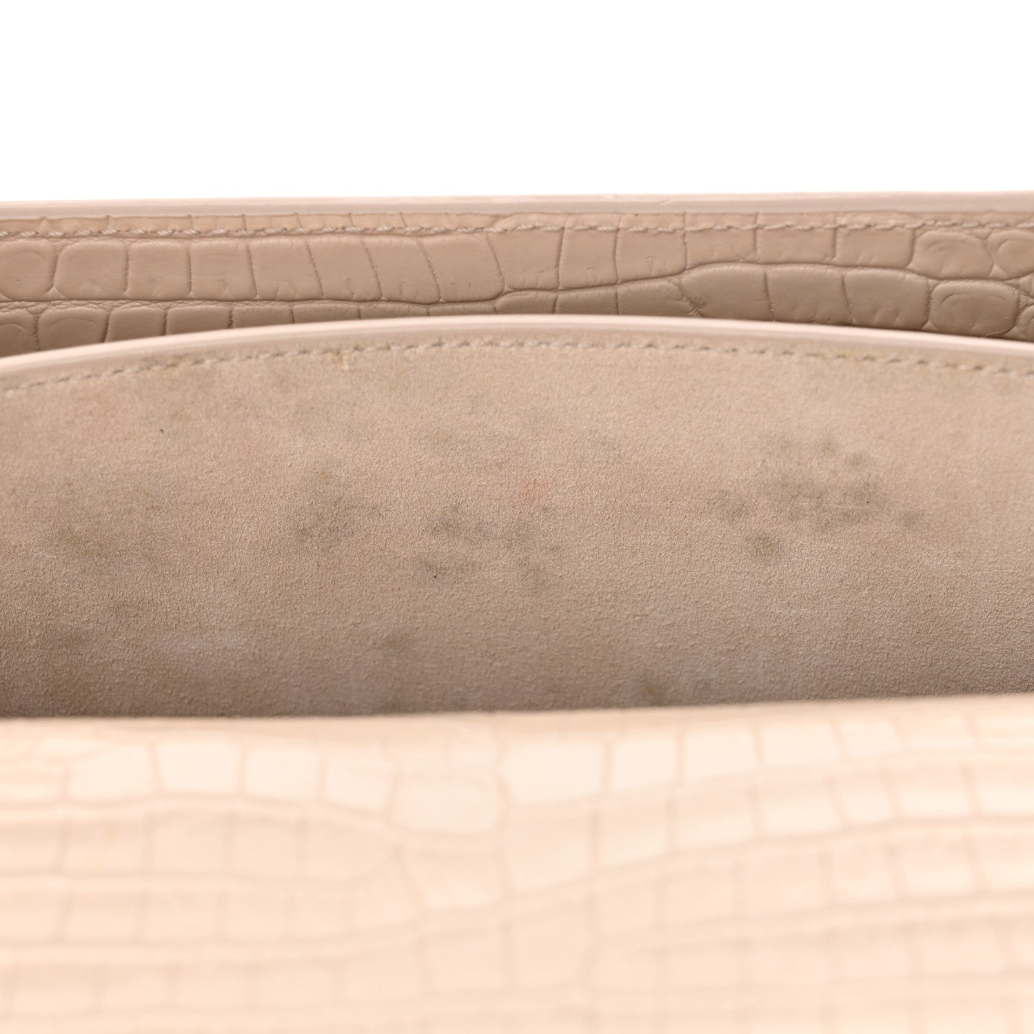 Saint Laurent Calfskin Crocodile Embossed Medium Monogram Sunset Rose Antic 12 of 15