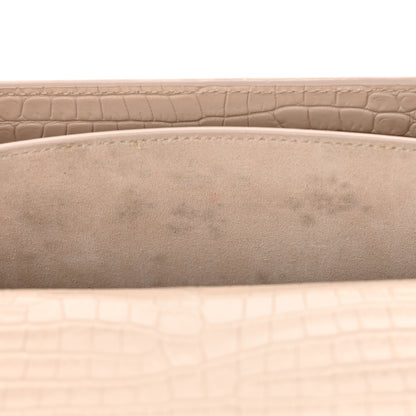 Saint Laurent Calfskin Crocodile Embossed Medium Monogram Sunset Rose Antic 12 of 15
