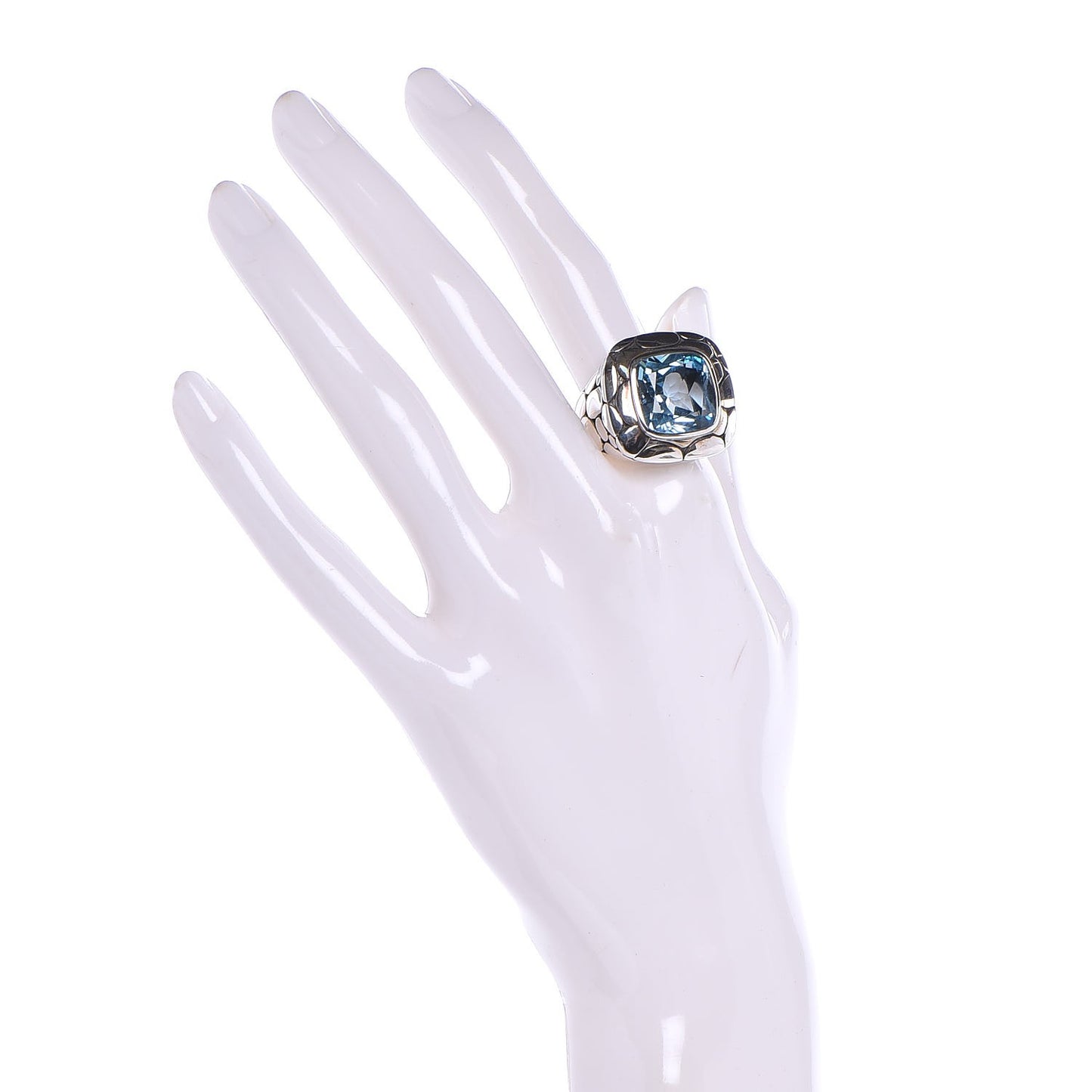 Sterling Silver Blue Topaz Batu Kali Large Square Ring 59.5 9