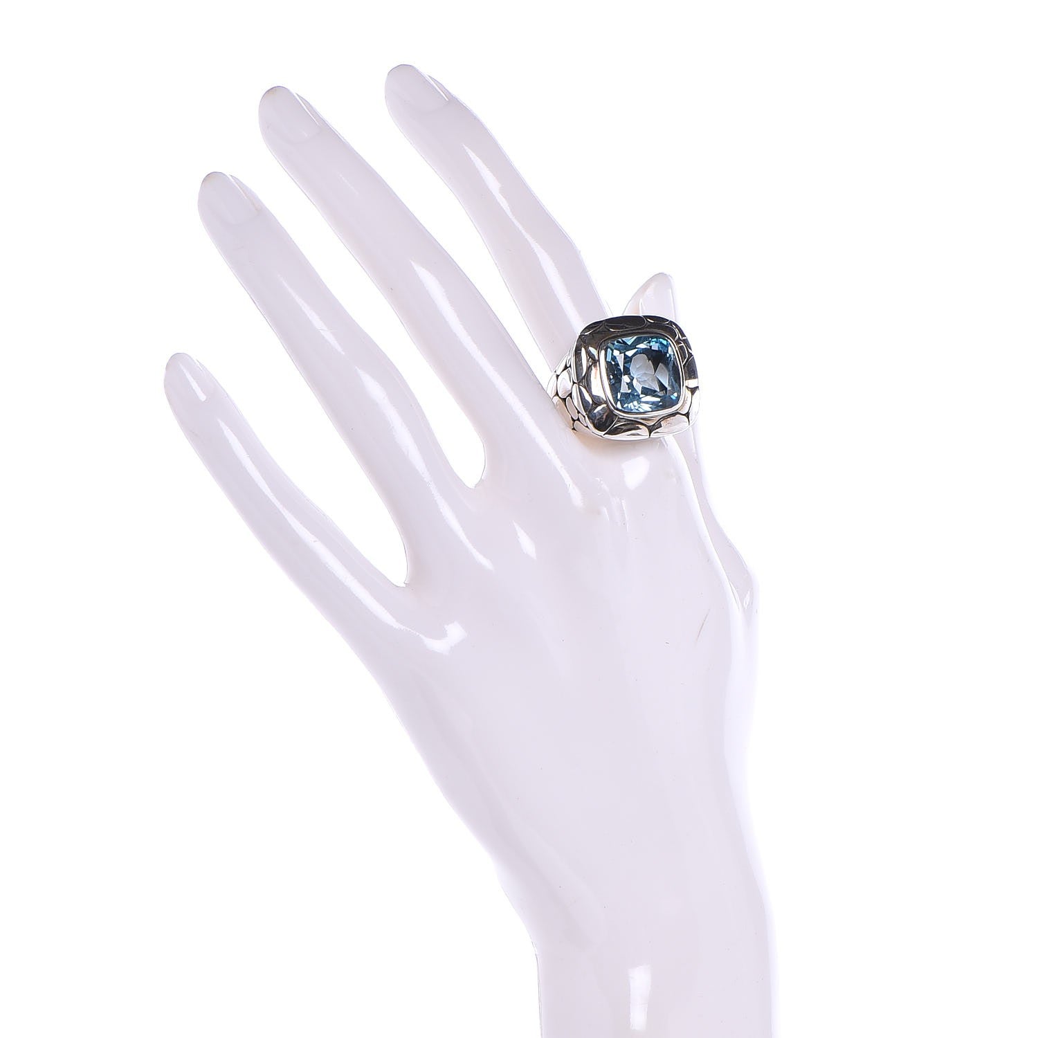 John Hardy Sterling Silver Blue Topaz Batu Kali Large Square Ring 59.5 9 2 of 5