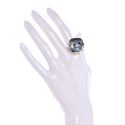 John Hardy Sterling Silver Blue Topaz Batu Kali Large Square Ring 59.5 9 2 of 5