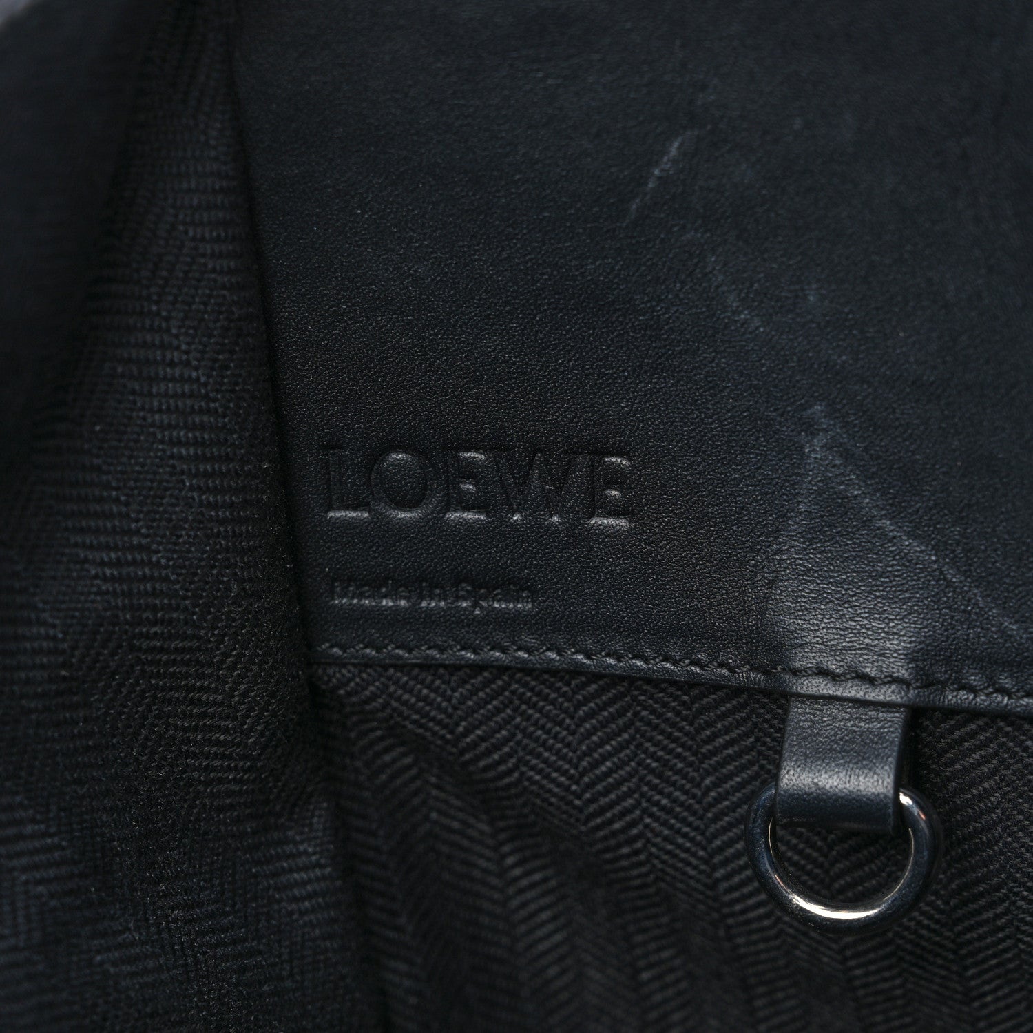 Loewe Calfskin Canvas Embroidered Small Hammock Shoulder Bag Blue 6 of 13