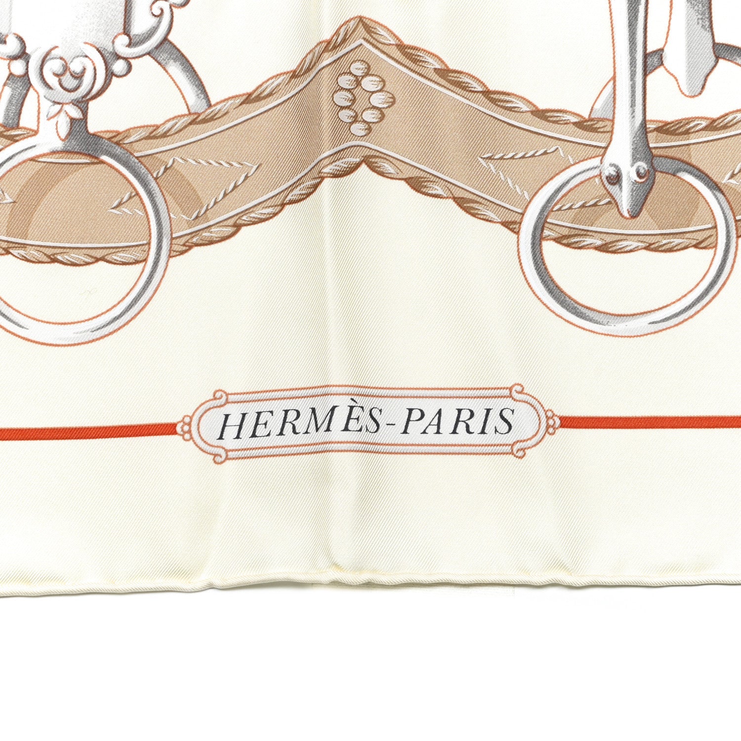 Hermes Silk Lift Profile Scarf 90 Creme Beige Gris 2 of 4