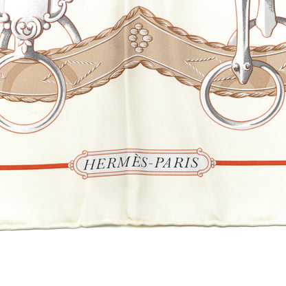 Hermes Silk Lift Profile Scarf 90 Creme Beige Gris 2 of 4
