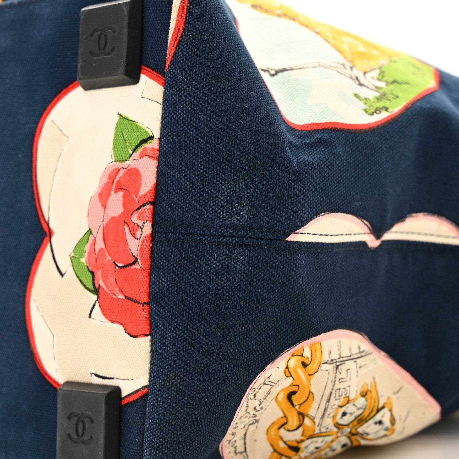 Chanel Canvas Coco Hearts Print Tote Blue 11 of 14