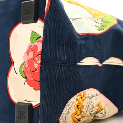 Chanel Canvas Coco Hearts Print Tote Blue 11 of 14