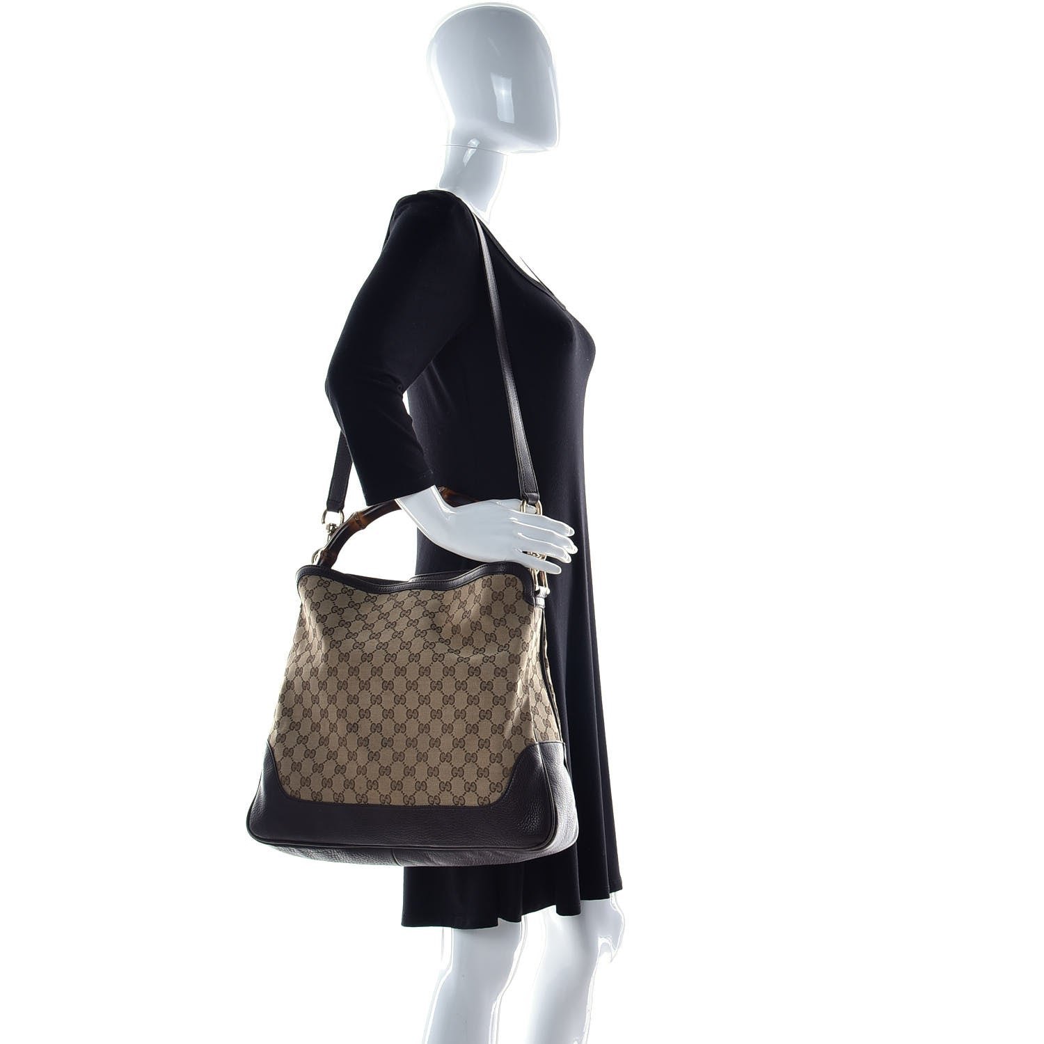 Gucci Monogram Medium Diana Bamboo Shoulder Bag Dark Brown 3 of 21