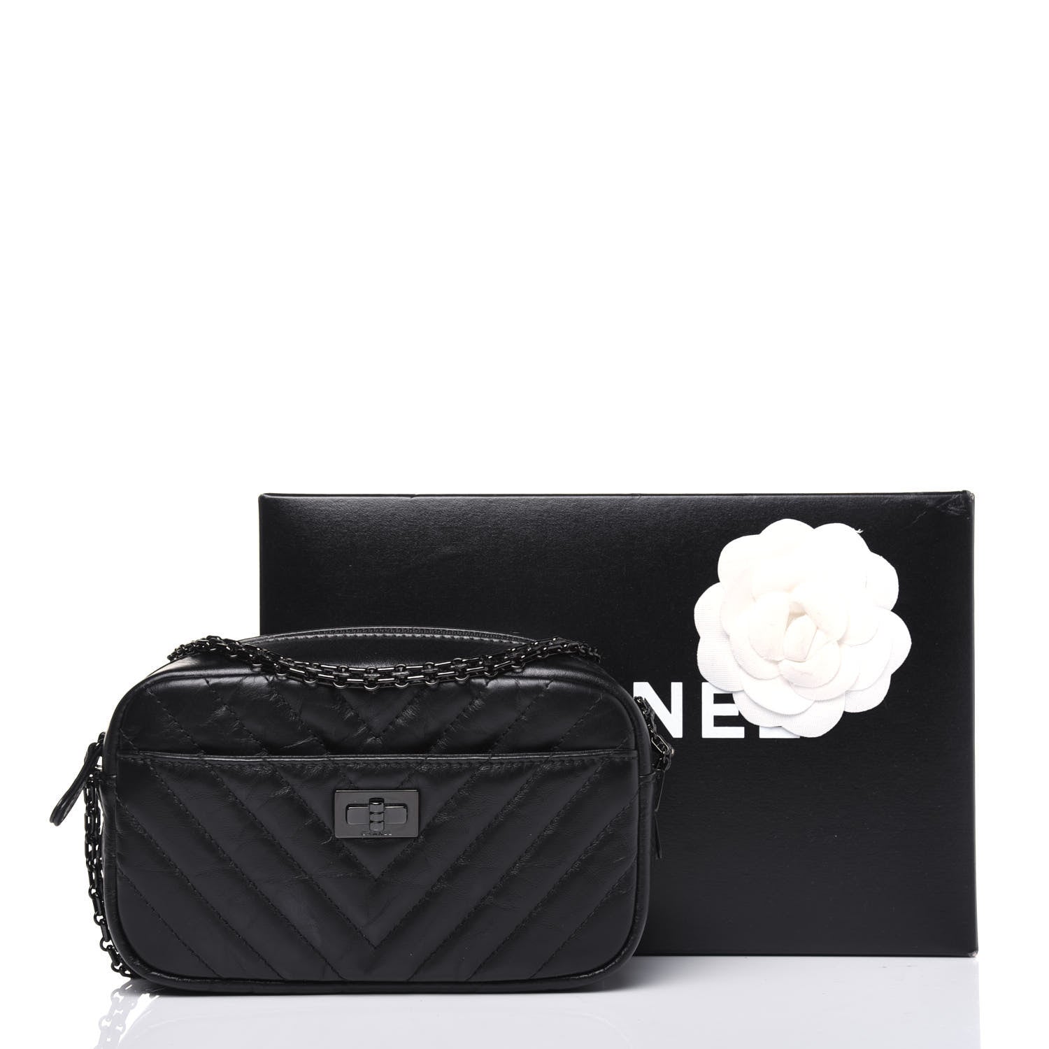 Chanel Aged Calfskin Chevron Mini Reissue Camera Case So Black 13 of 13