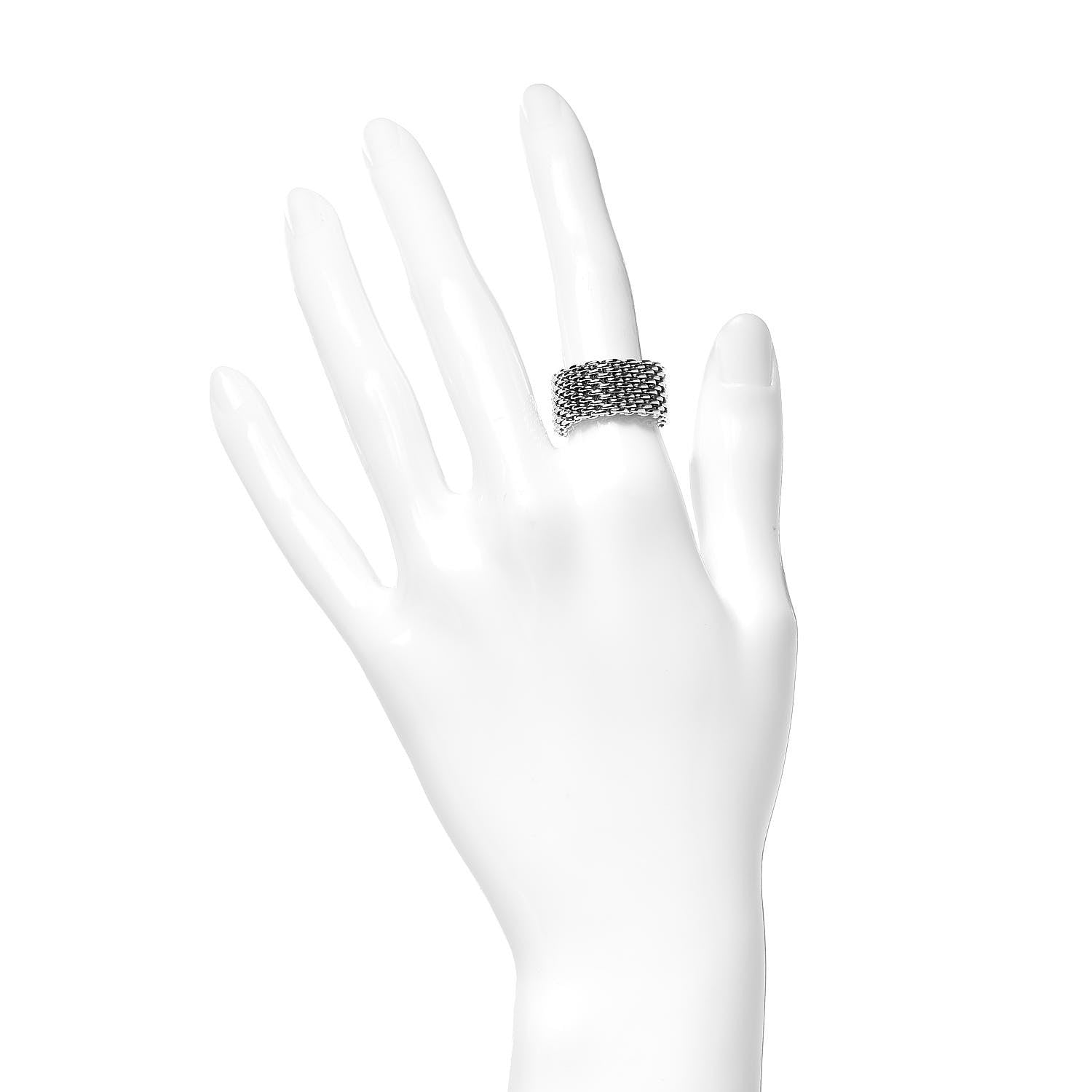 Tiffany Sterling Silver Somerset Mesh Ring 54 6.75 2 of 4