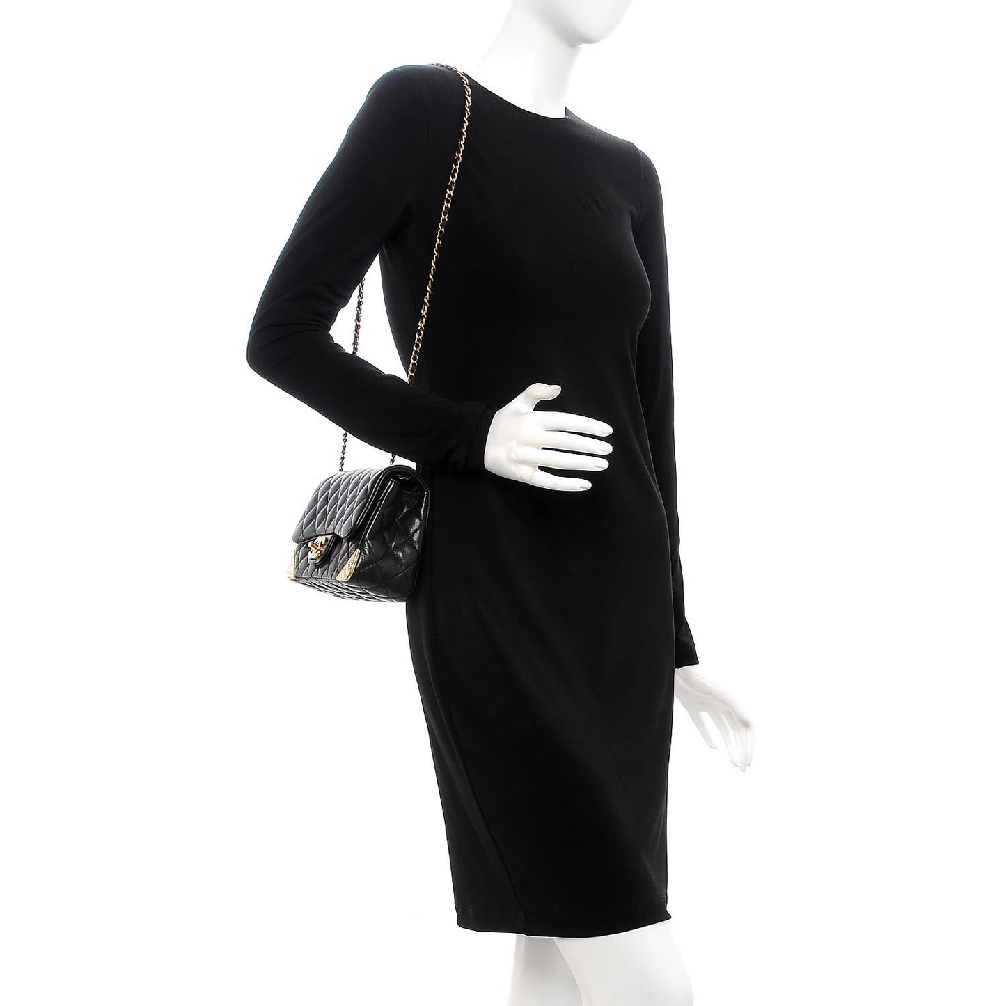 Calfskin Quilted Mini Rock The Corner Flap Black