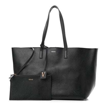 Versace Calfskin Virtus Tote Black 1 of 13