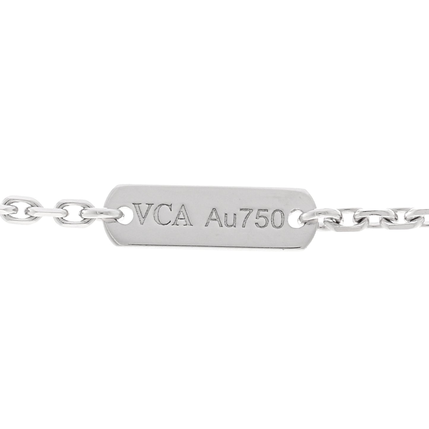 18K White Gold Guilloche Vintage Alhambra Pendant Necklace
