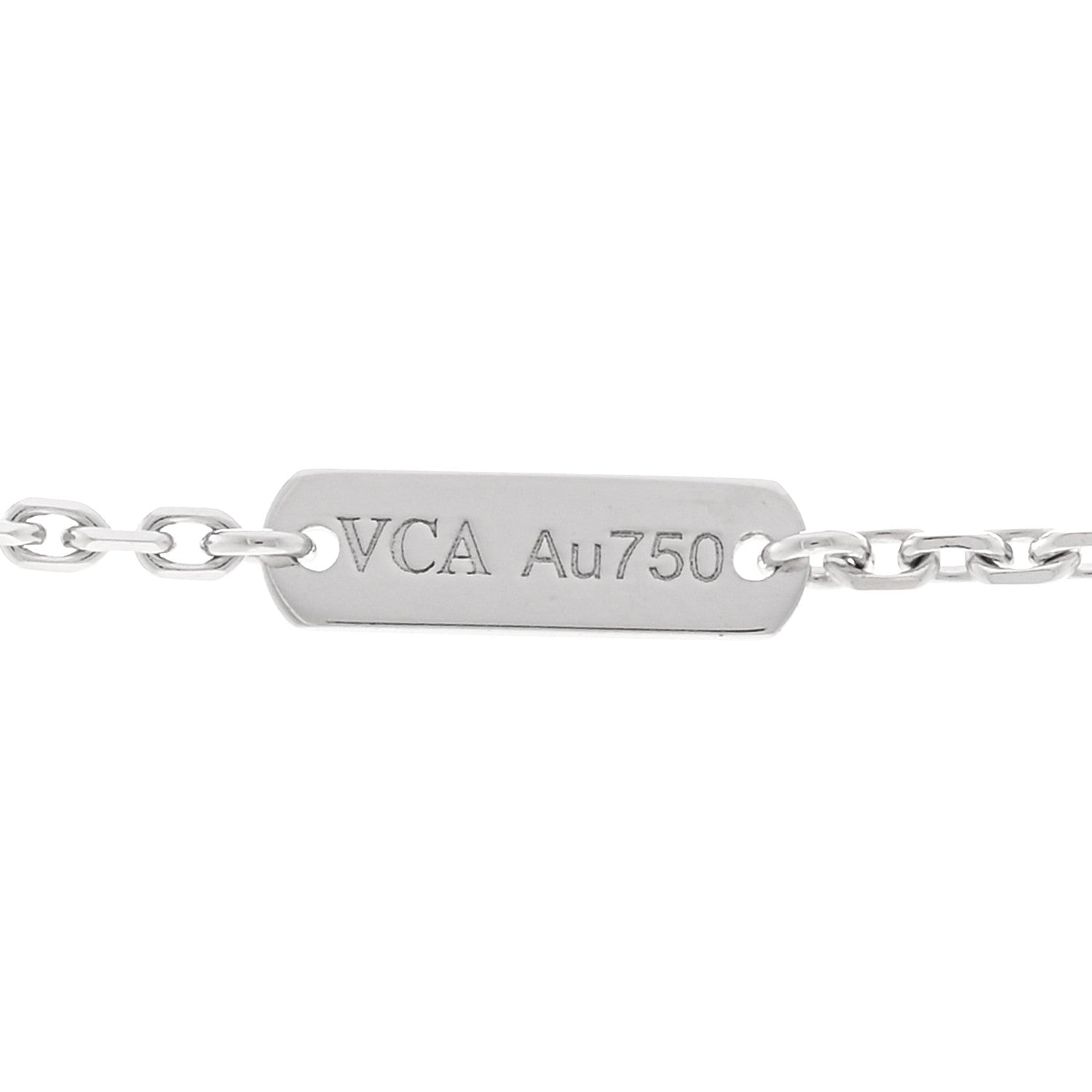 Van Cleef & Arpels 18K White Gold Guilloche Vintage Alhambra Pendant Necklace 4 of 5