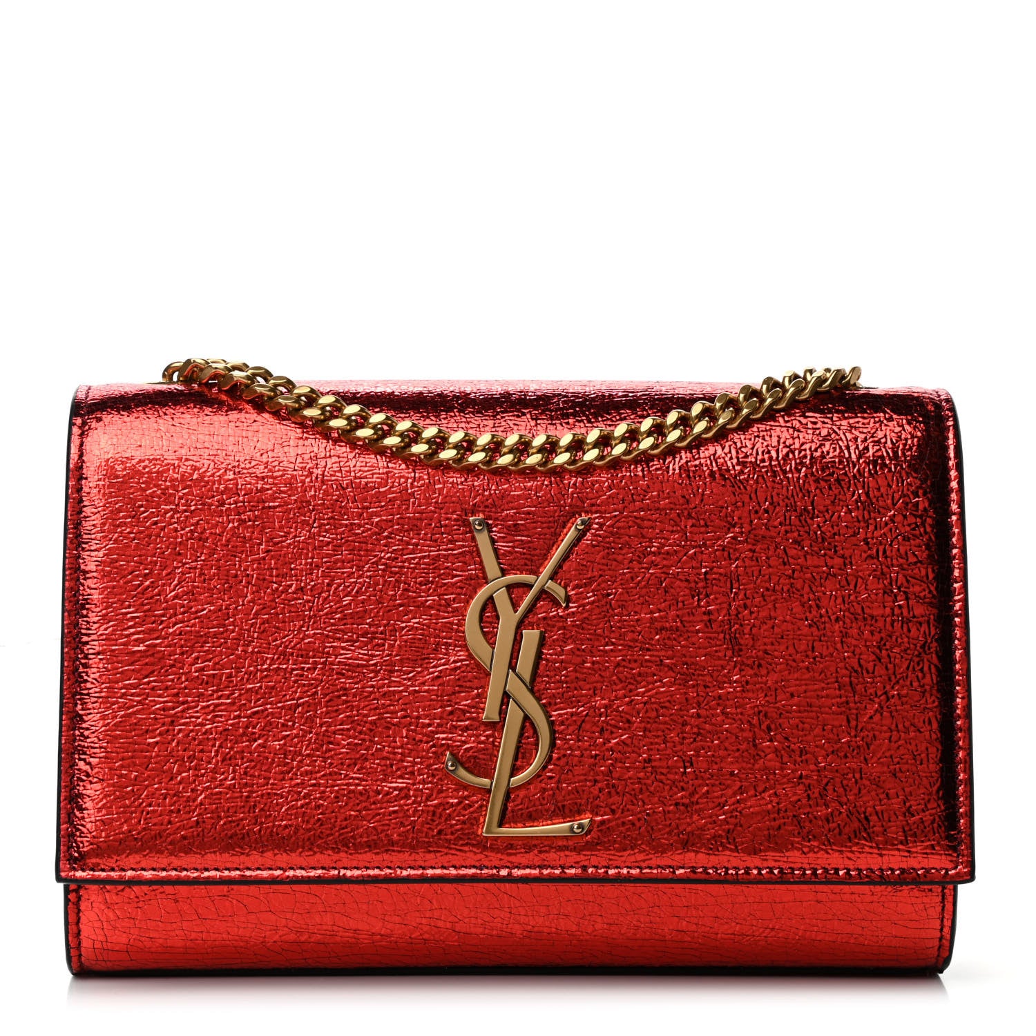Saint Laurent Metallic Calfskin Small Classic Monogram Kate Satchel Cherry 1 of 4
