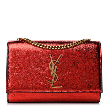Saint Laurent Metallic Calfskin Small Classic Monogram Kate Satchel Cherry 1 of 4
