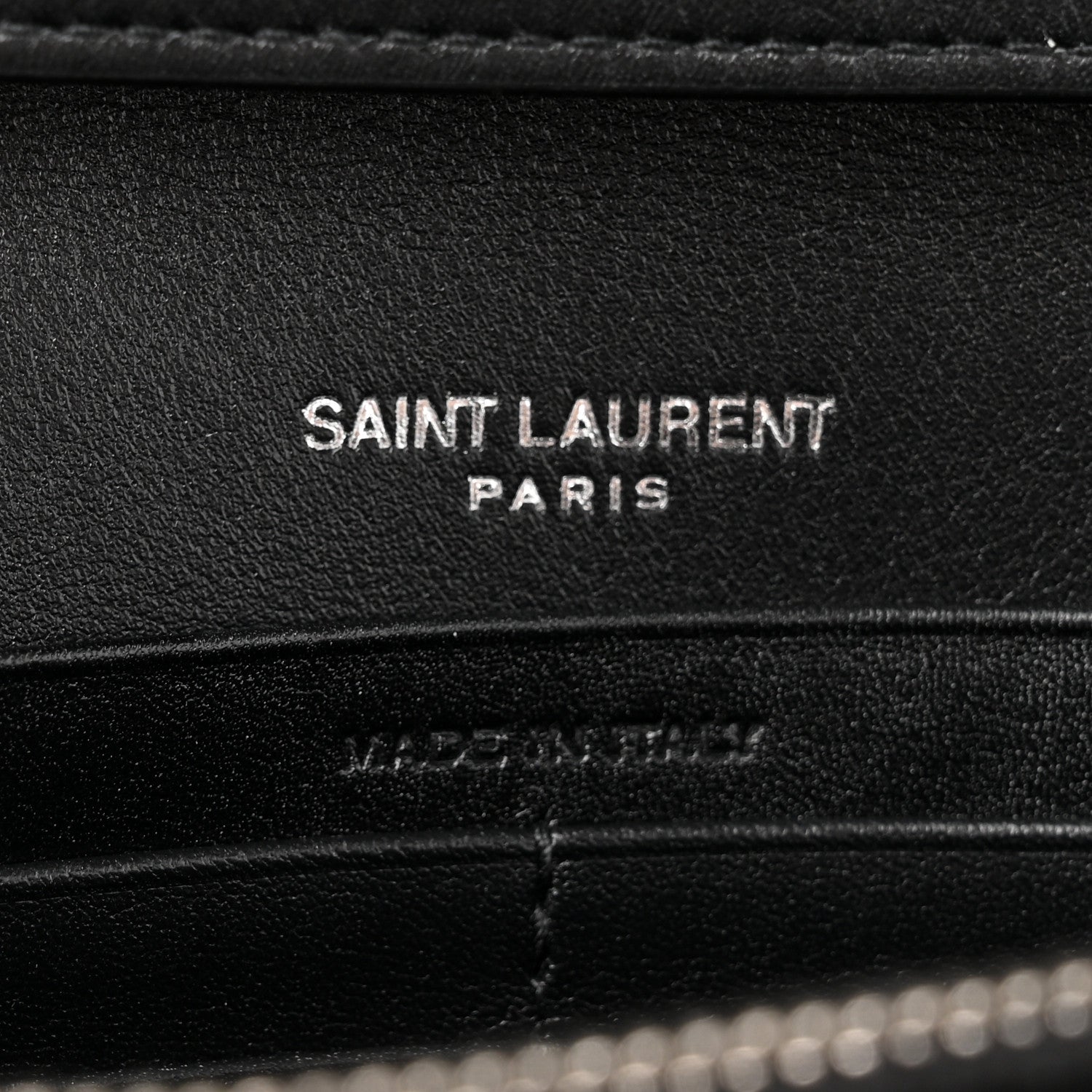 Saint Laurent Glazed Calfskin Cassandre Wallet On Chain WOC Black 7 of 11