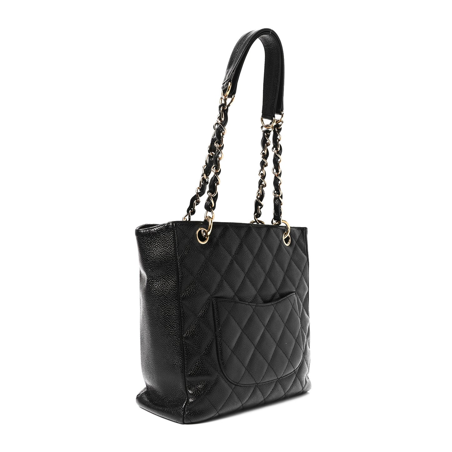 Caviar Quilted Petit Shopping Tote PST Black