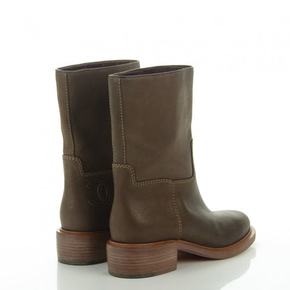 Chanel Grained Calfskin CC Short Boots 40 Brown 4 of 8