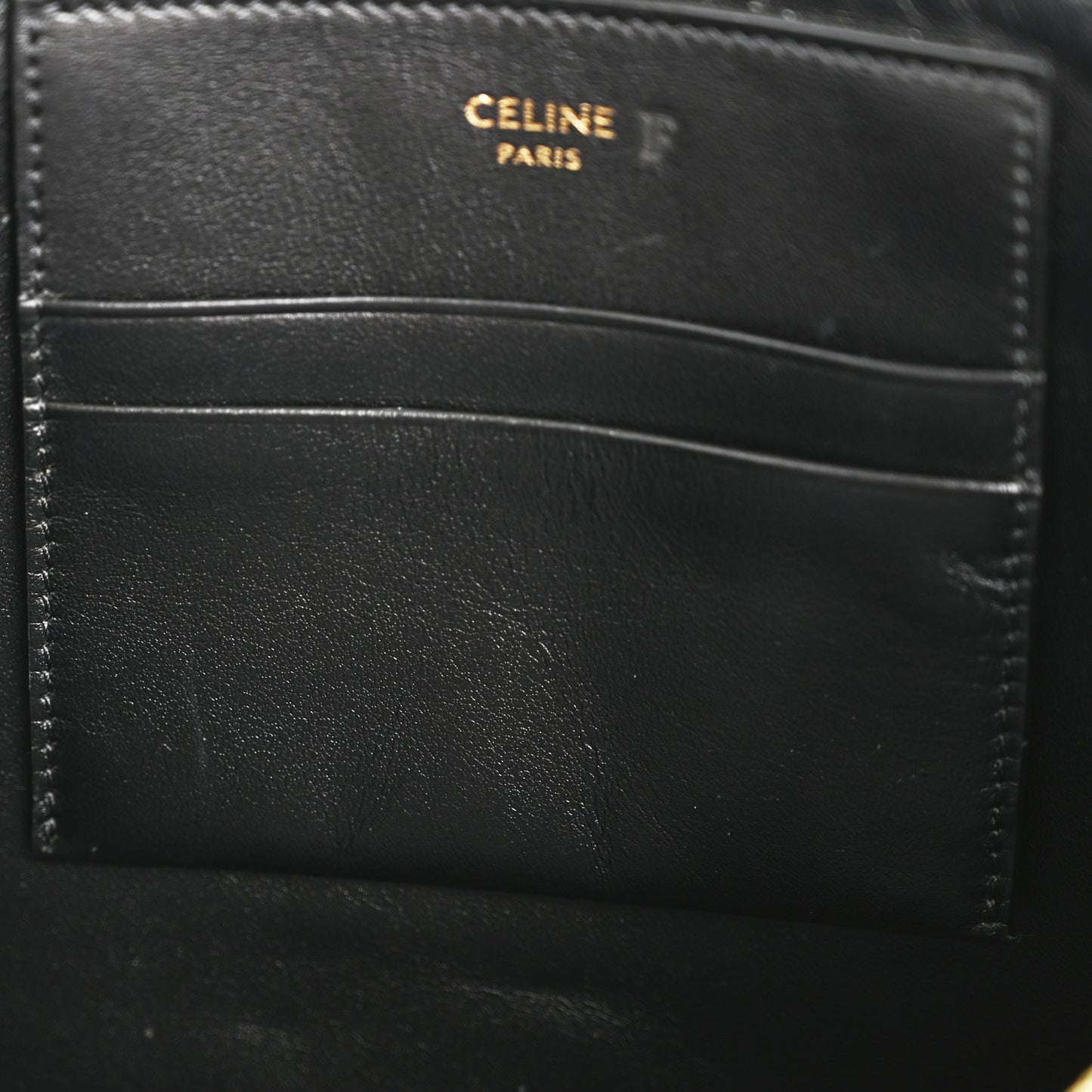 Calfskin Quilted C Charm Pouch Black
