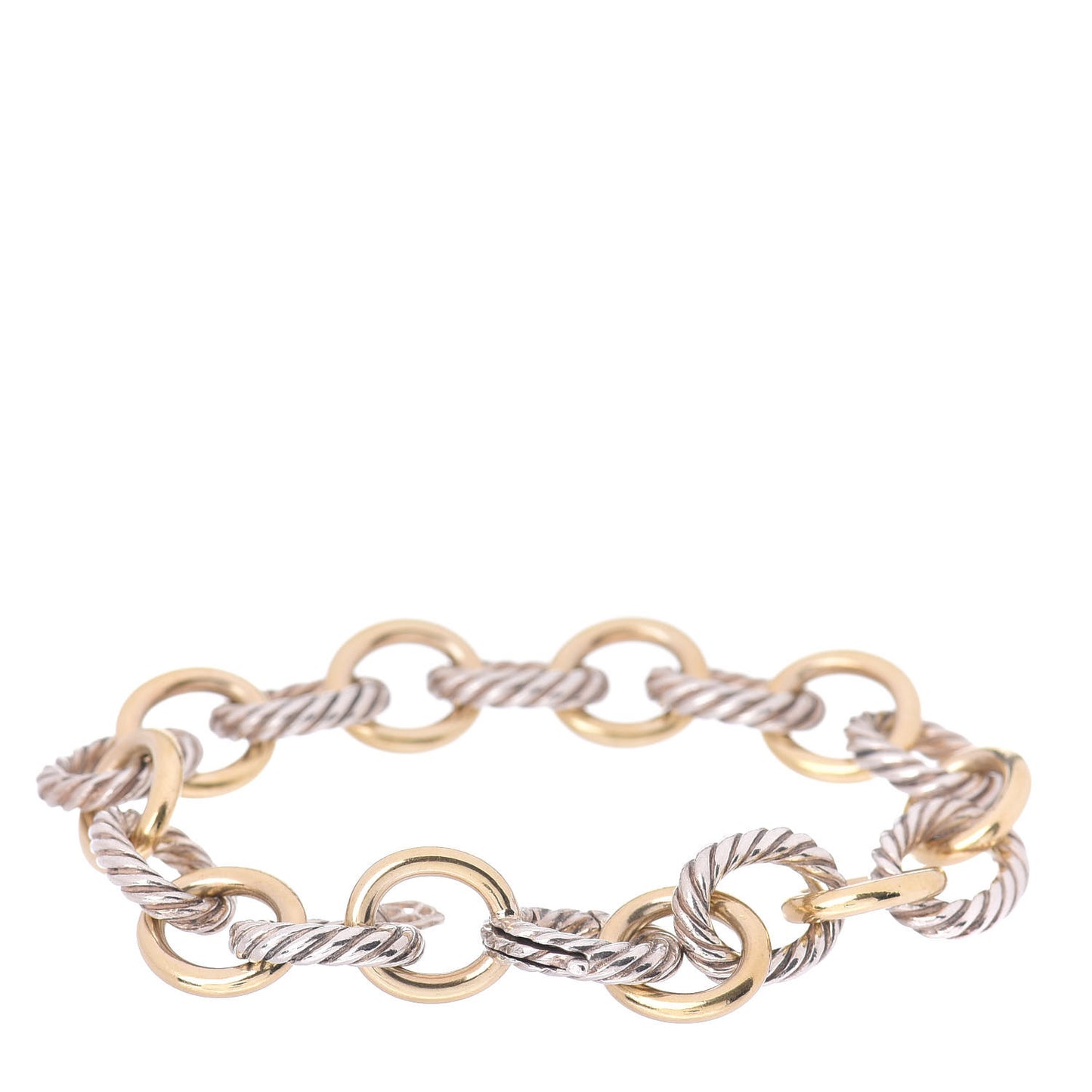 Sterling Silver 18K Yellow Gold 12mm Large Oval Link Bracelet