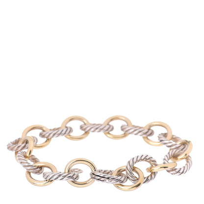David Yurman Sterling Silver 18K Yellow Gold 12mm Large Oval Link Bracelet 3 of 4