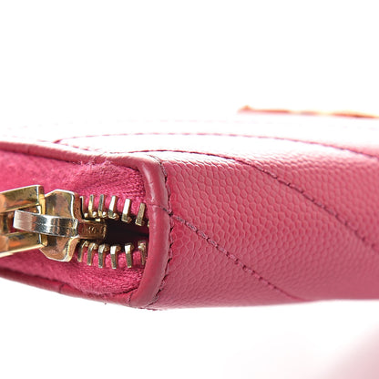 Saint Laurent Grain De Poudre Matelasse Chevron Monogram Zip Around Wallet Bubblegum 13 of 14