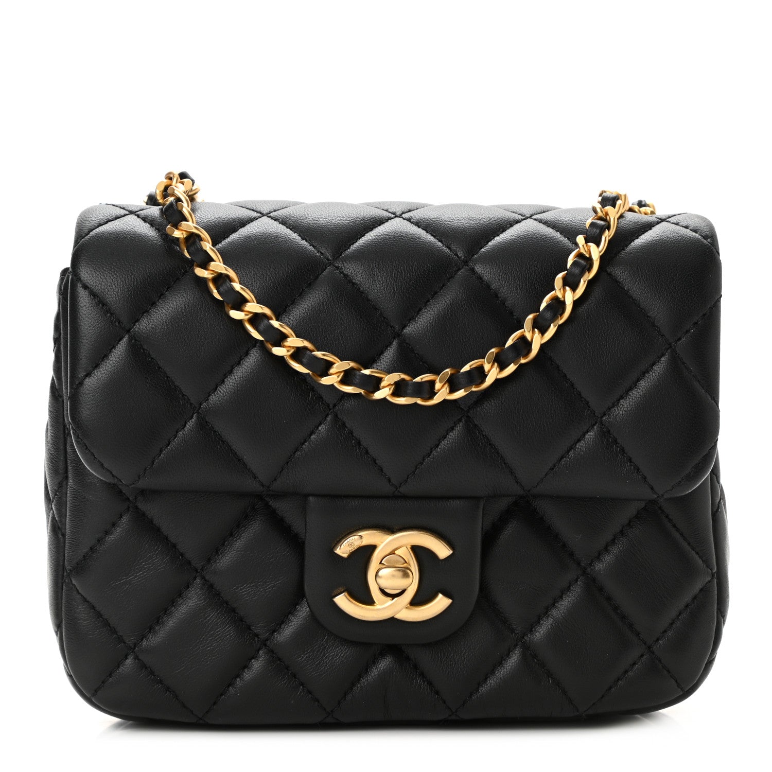 Chanel Lambskin Enamel Quilted Mini Coco Hearts Square Flap Black 1 of 10
