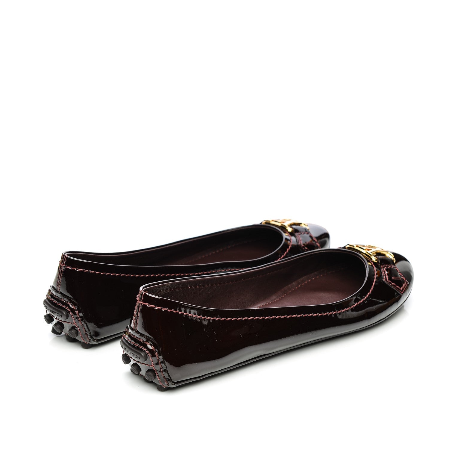 Louis Vuitton Patent Calfskin Oxford Ballerina Flats 37 Amarante 4 of 7