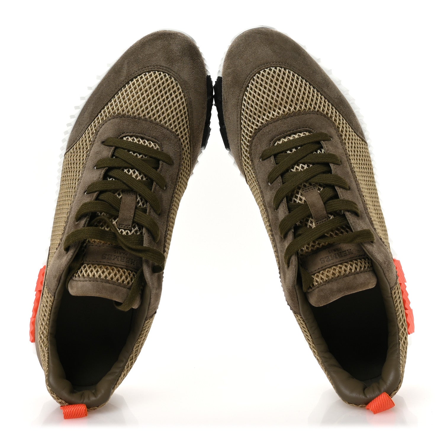 Hermes Air Mesh Suede Goatskin Mens Bouncing Sneakers 43 Vert Toundra 2 of 7