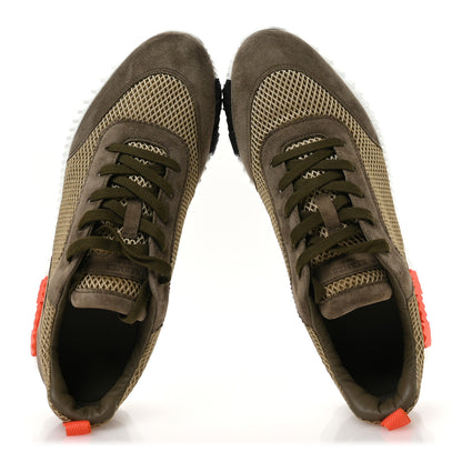 Hermes Air Mesh Suede Goatskin Mens Bouncing Sneakers 43 Vert Toundra 2 of 7